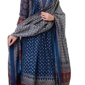 Nermosa Women Printed Anarkali Kurta and Pant Set with Dupatta